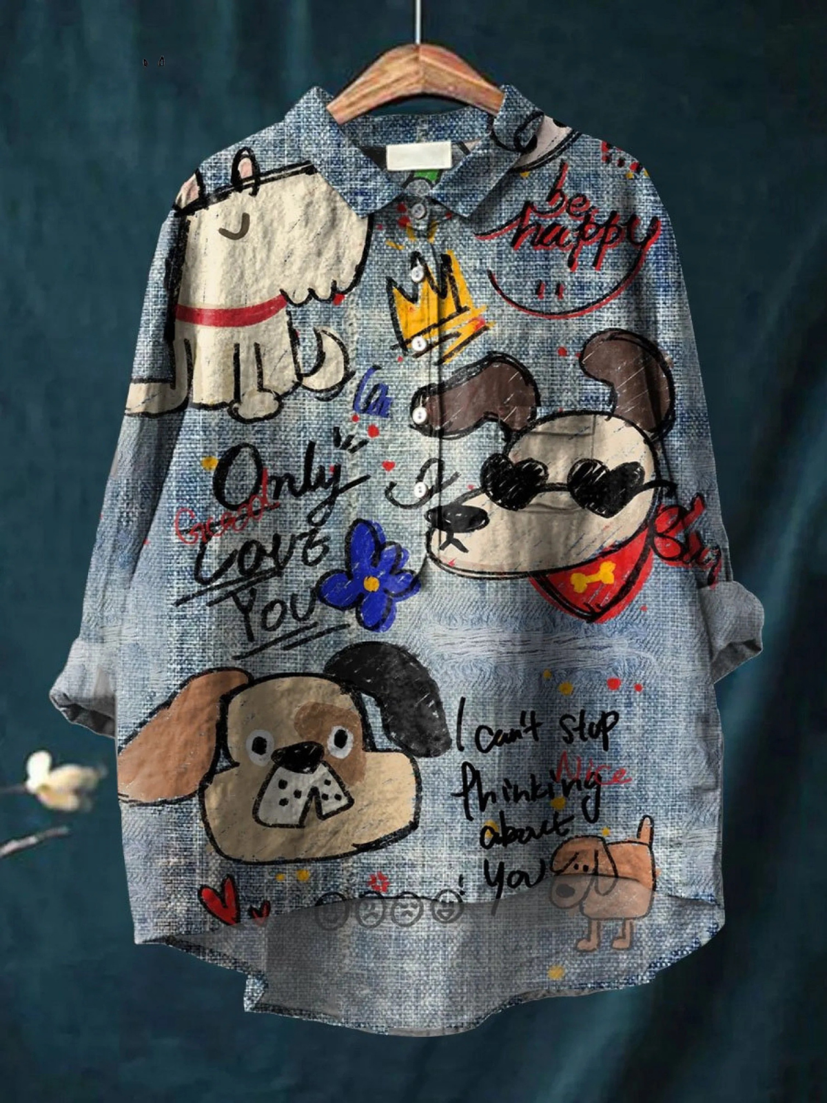 Kendra | Casual T-Shirt with Cute Dog Art