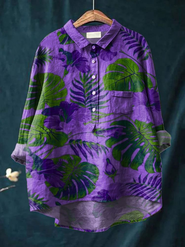 Isaline | Casual Shirt with Tropical Leaf Print for Women