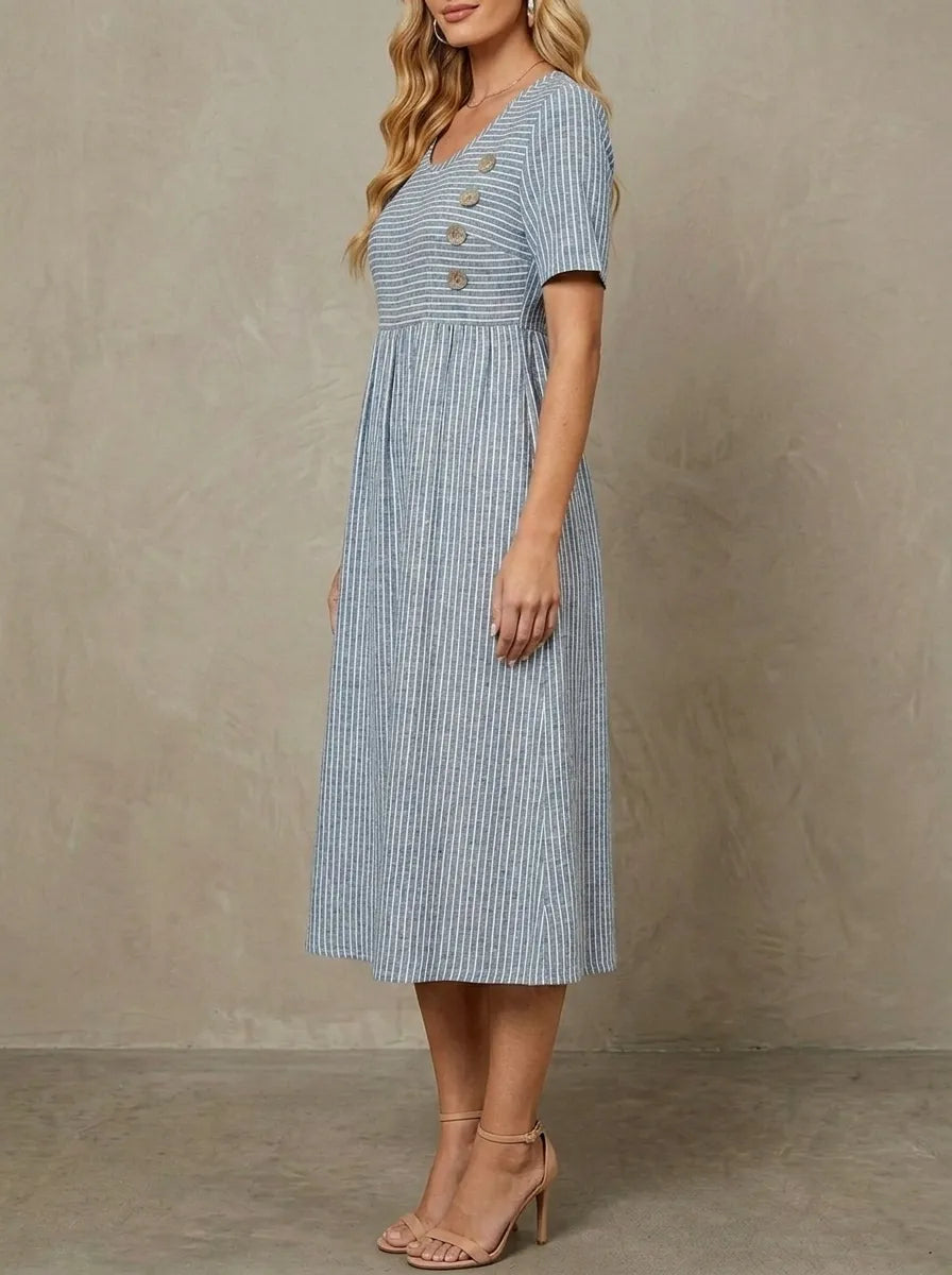 Françoise · Striped midi dress, loose fit and gathered