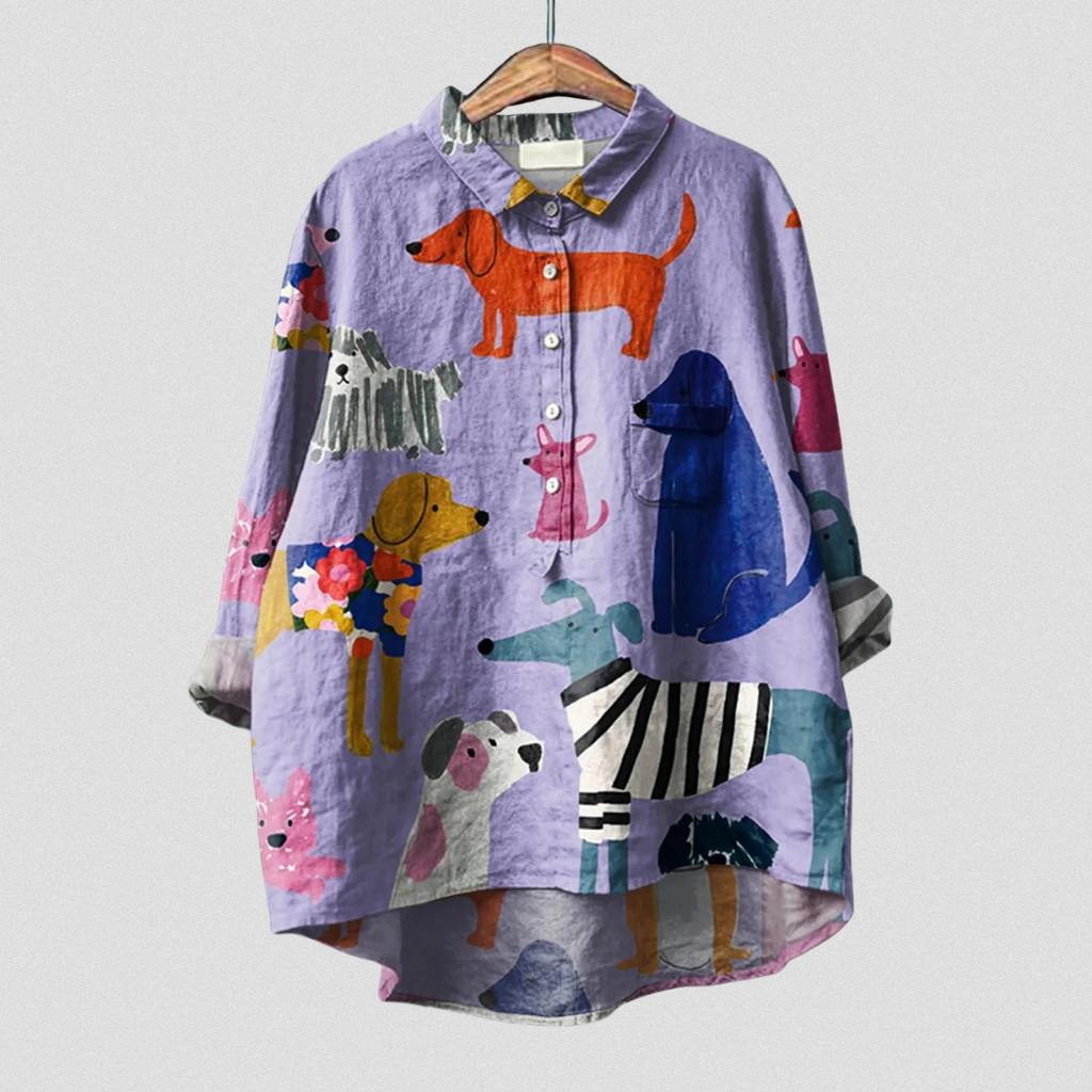 Coralie | Casual Art T-Shirt for Women with Dog