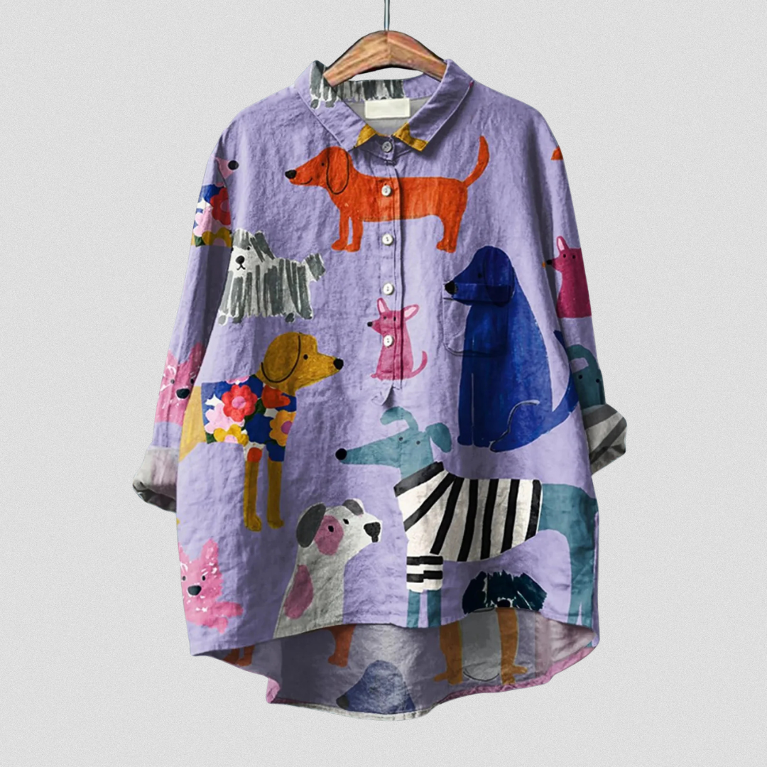 Coralie | Casual Art T-Shirt for Women with Dog