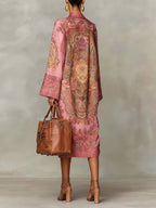 Paulette · High-neck kaftan dress with artistic print