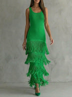 Odette · Long Backless Dress with Wide Shoulders