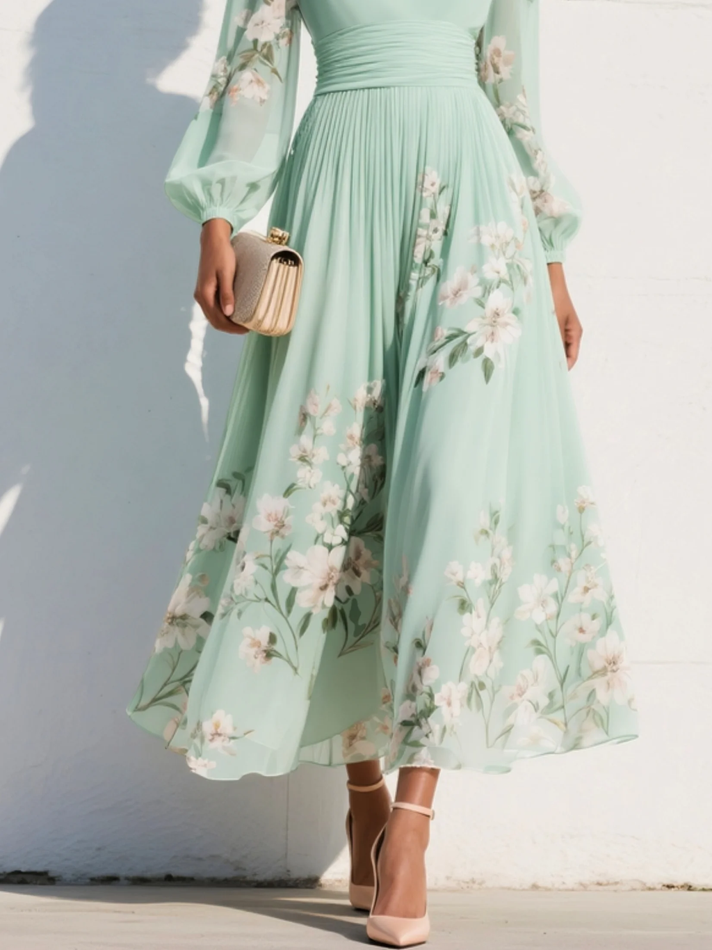 Hélène · Midi Dress with Floral Embroidery