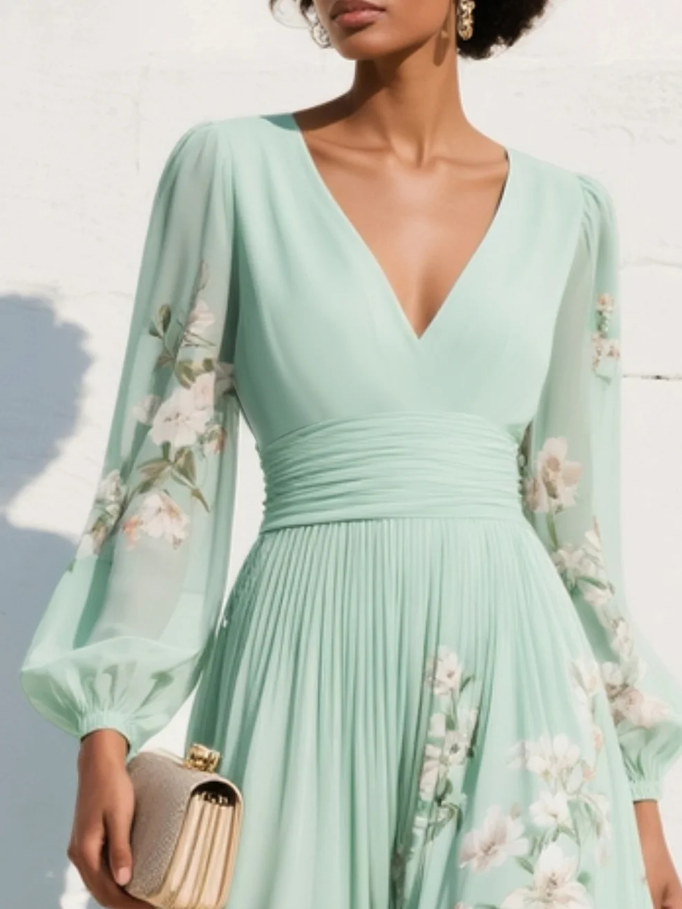 Hélène · Midi Dress with Floral Embroidery