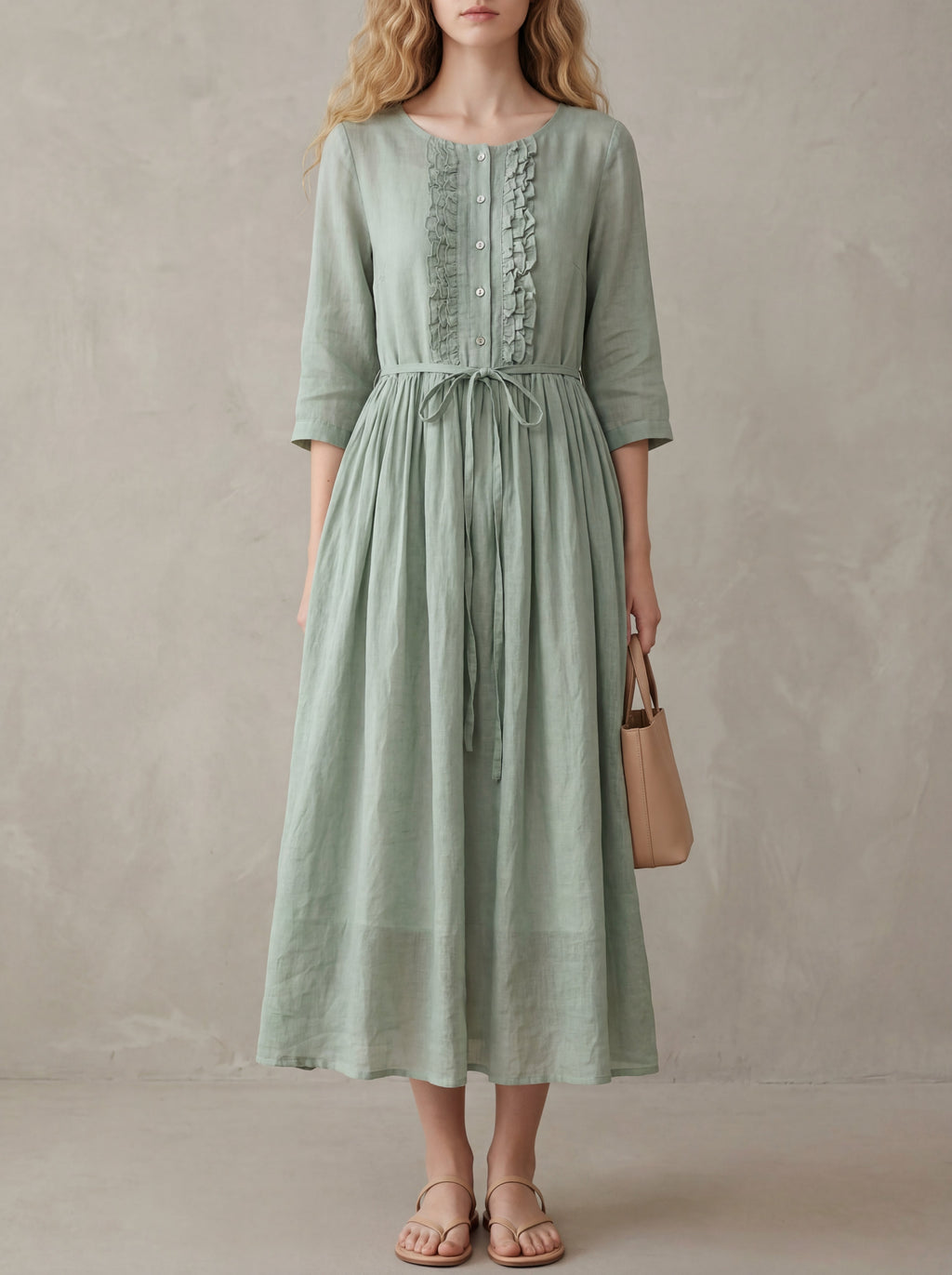 Odette · Midi Dress with Adjustable Lace-Up Waist