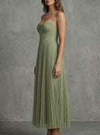 Madeleine · Long Pleated Dress with Airy Charm