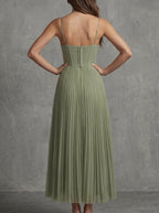 Madeleine · Long Pleated Dress with Airy Charm
