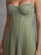 Madeleine · Long Pleated Dress with Airy Charm