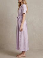 Lucienne · Midi dress with a Peter Pan collar and puff sleeves
