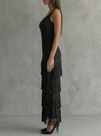 Odette · Long Backless Dress with Wide Shoulders