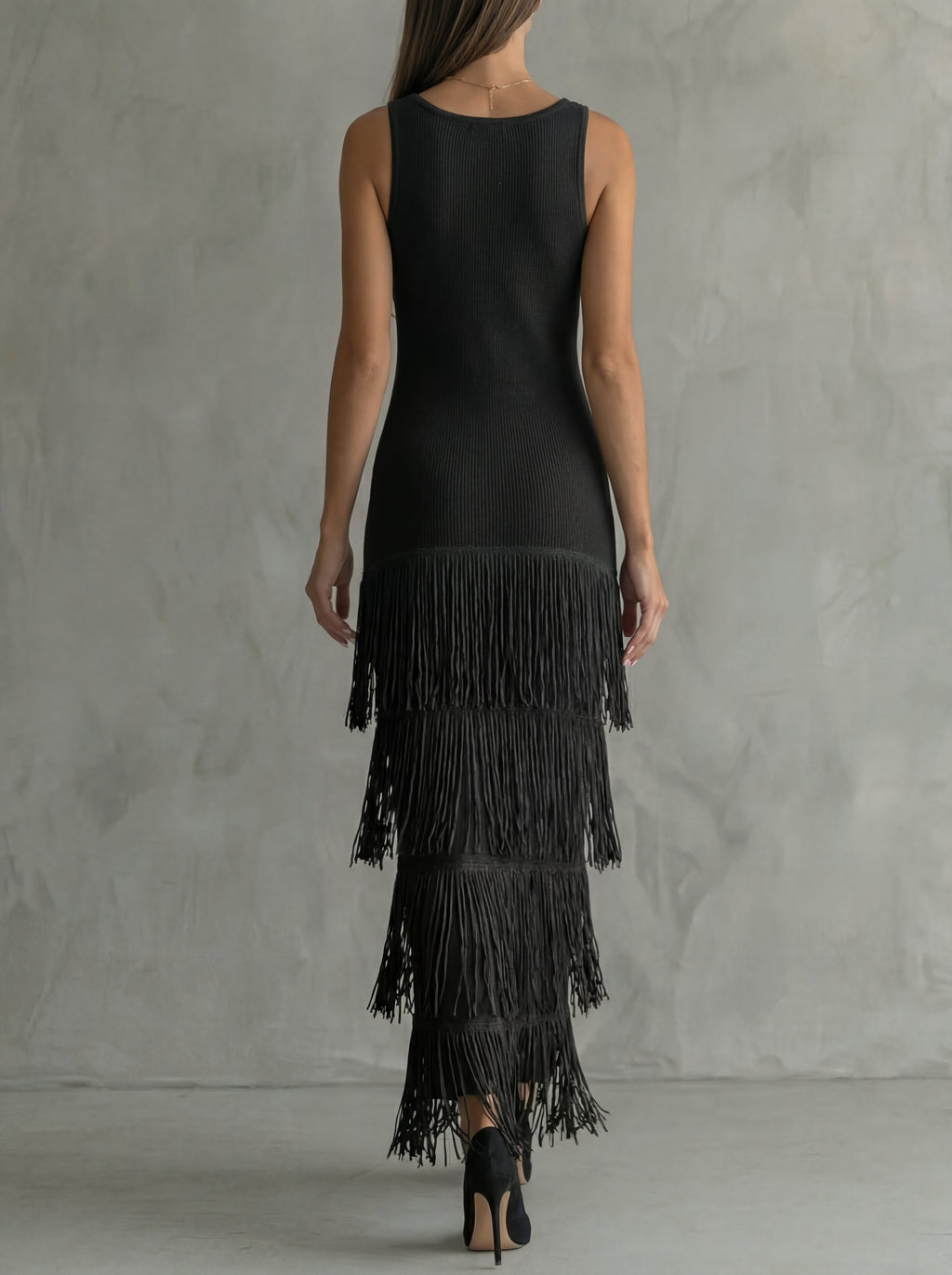 Odette · Long Backless Dress with Wide Shoulders