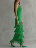 Odette · Long Backless Dress with Wide Shoulders