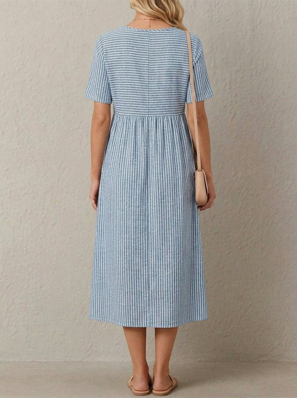 Françoise · Striped midi dress, loose fit and gathered