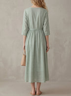 Odette · Midi Dress with Adjustable Lace-Up Waist