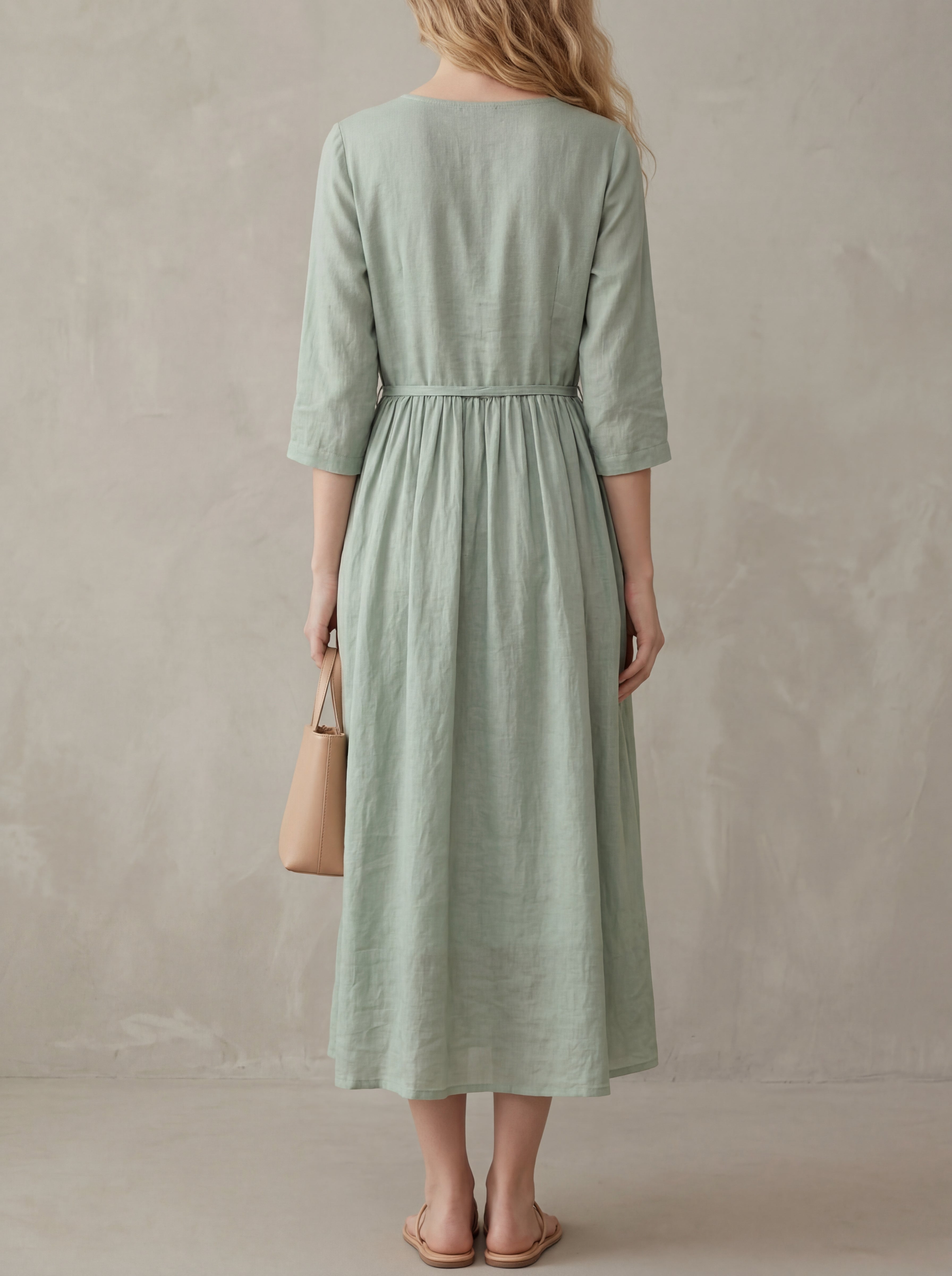 Odette · Midi Dress with Adjustable Lace-Up Waist