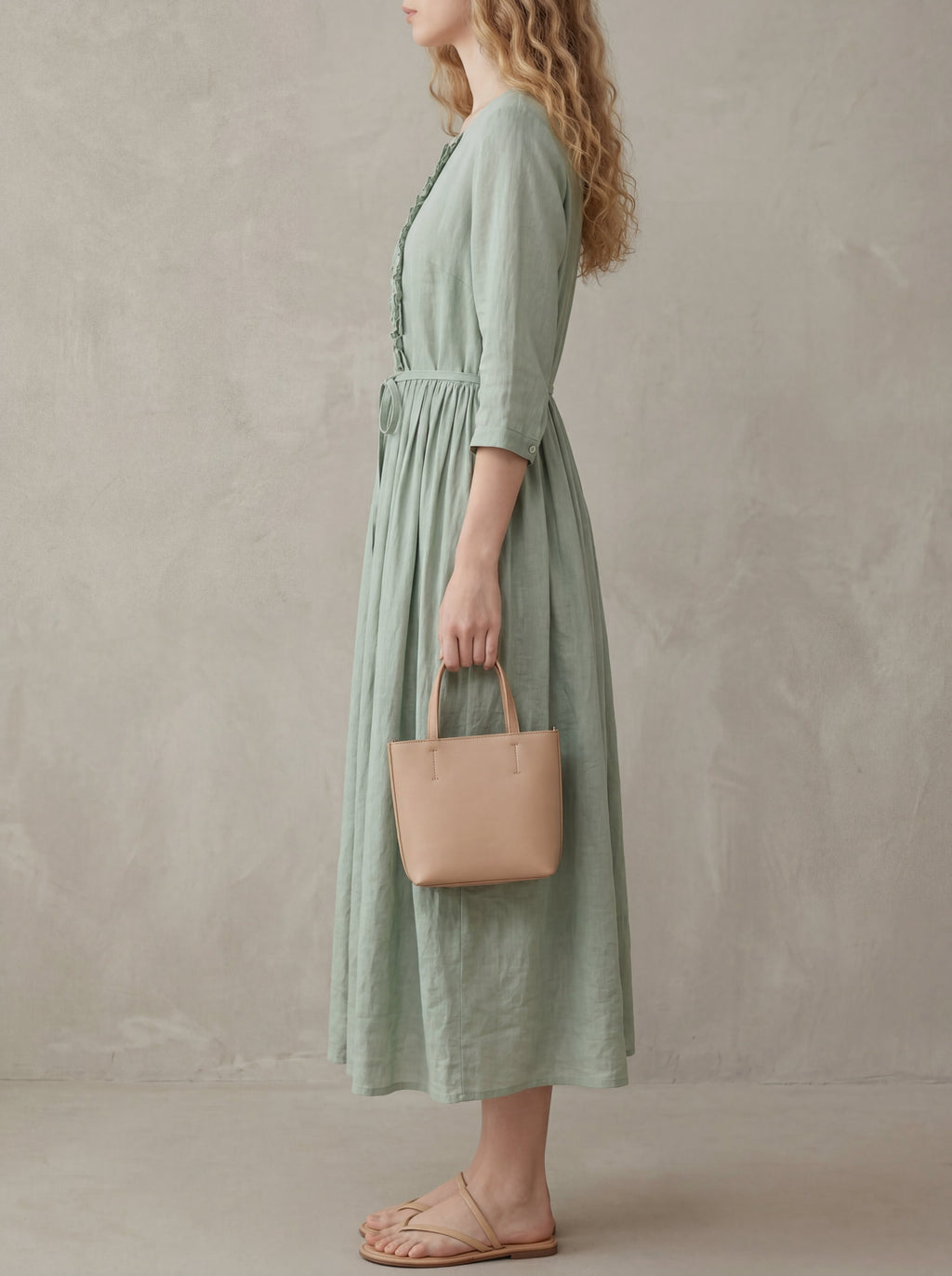 Odette · Midi Dress with Adjustable Lace-Up Waist