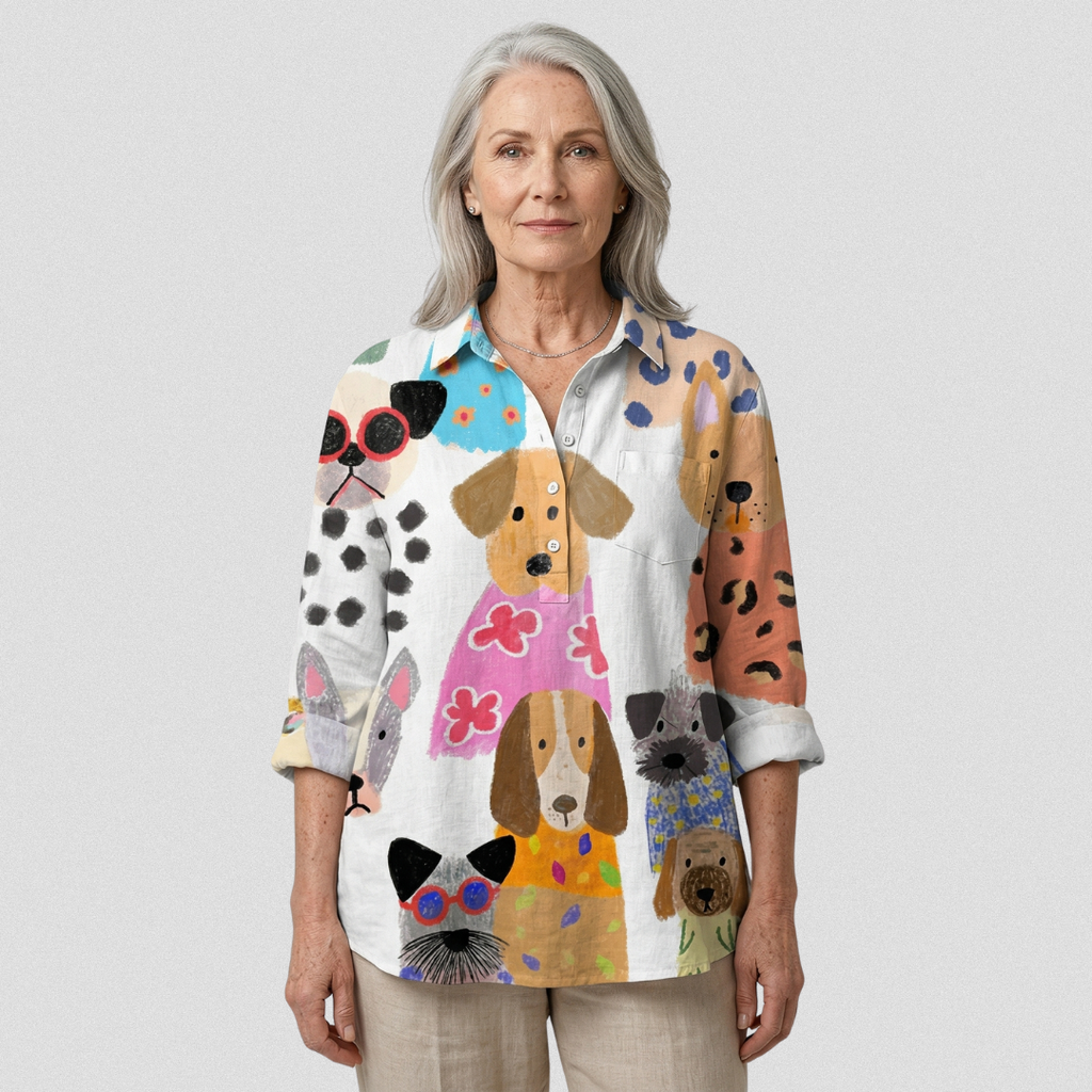 Brigitte | Colorful Cartoon Dog Fun Casual T-Shirt for Women